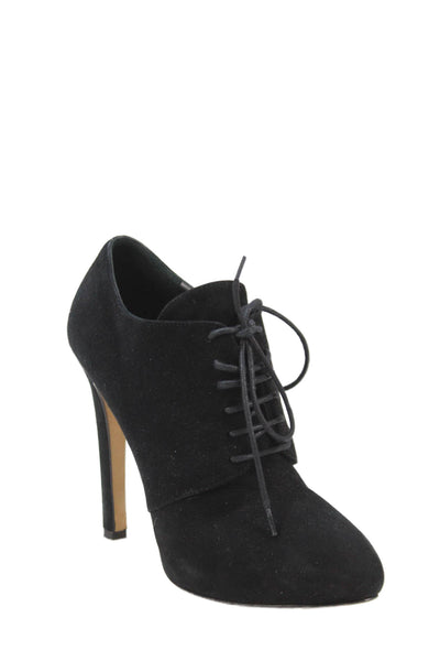 Barneys New York Womens Suede Round Toe Lace-Up Booties Black Size 7