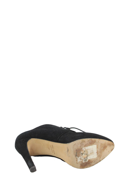 Barneys New York Womens Suede Round Toe Lace-Up Booties Black Size 7