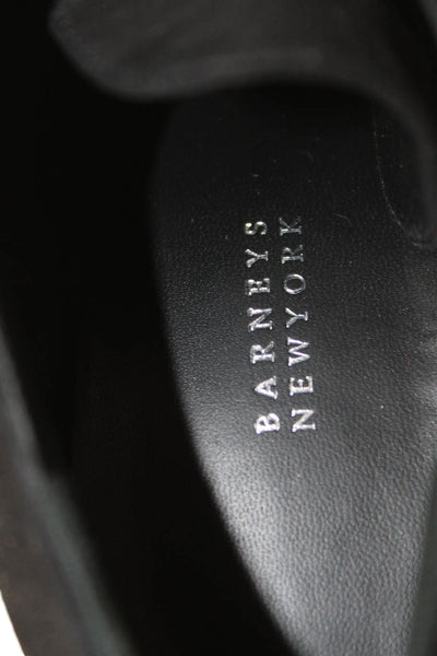 Barneys New York Womens Suede Round Toe Lace-Up Booties Black Size 7