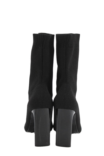 Zara Womens Square Toe Knit Heeled Ankle Boots Black Size 7