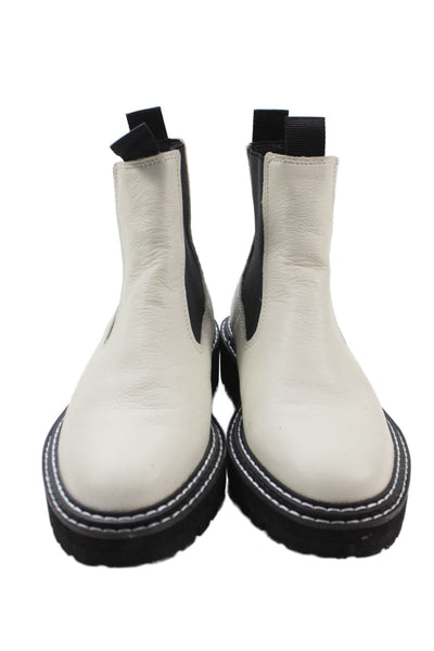 Dolce Vita Womens Leather Pull-On Chelsea Ankle Boots White Size 7