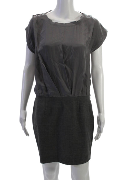 Rebecca Taylor Womens Gray Sheath Dress Short Sleeve Round Neck Size 2