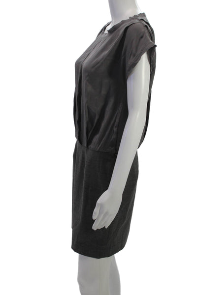 Rebecca Taylor Womens Gray Sheath Dress Short Sleeve Round Neck Size 2