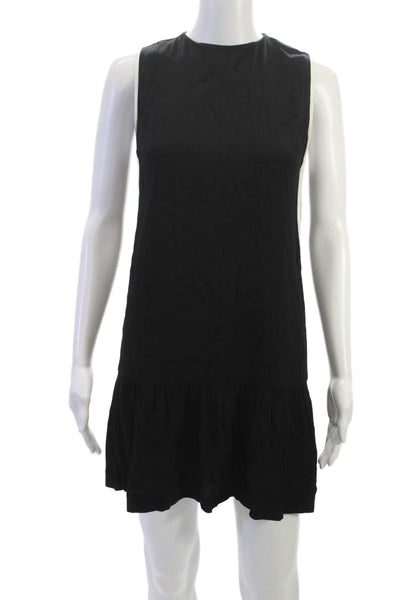 Sandro Paris Women Black Shift Dress Sleeveless Viscose Zip Short Size S