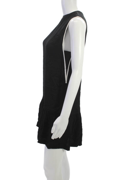 Sandro Paris Women Black Shift Dress Sleeveless Viscose Zip Short Size S