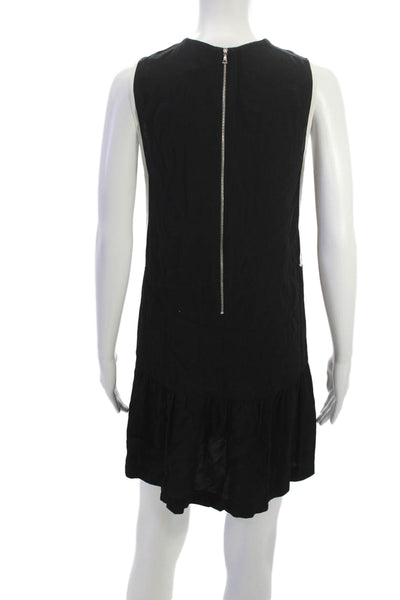 Sandro Paris Women Black Shift Dress Sleeveless Viscose Zip Short Size S