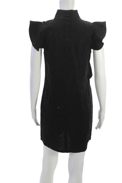 McGuire Womens Shift Dress Black Linen High Neck Sleeveless Short Size XS