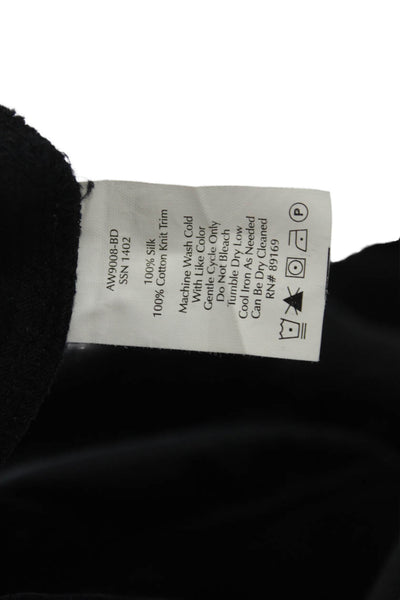 ATM Women Playsuit Black Silk Collared Sleeveless Button Size S
