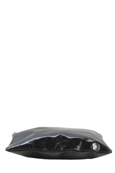Isabel Marant Womens Zip Top Logo Front Leather Wristlet Handbag Black