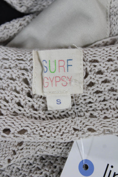 Surf Gypsy Women Cropped V-Neck Tank Beige Sleeveless Solid Size S