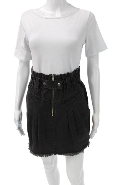 Sea Women Pleated Skirt Black 100% Cotton Short Button Size 0