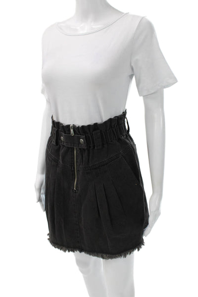 Sea Women Pleated Skirt Black 100% Cotton Short Button Size 0