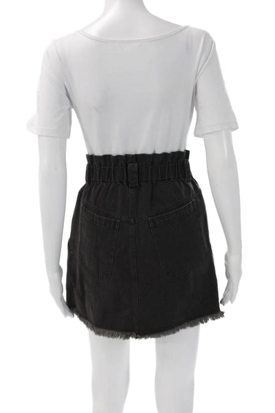 Sea Women Pleated Skirt Black 100% Cotton Short Button Size 0