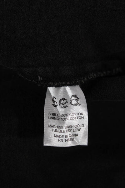 Sea Women Pleated Skirt Black 100% Cotton Short Button Size 0