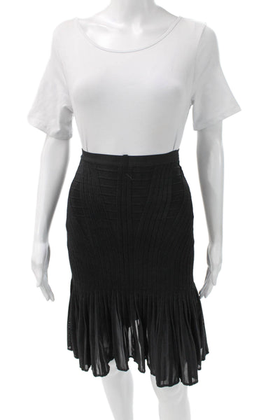 Herve Leger Women Bandage Skirt Black Rayon Zip Size XS