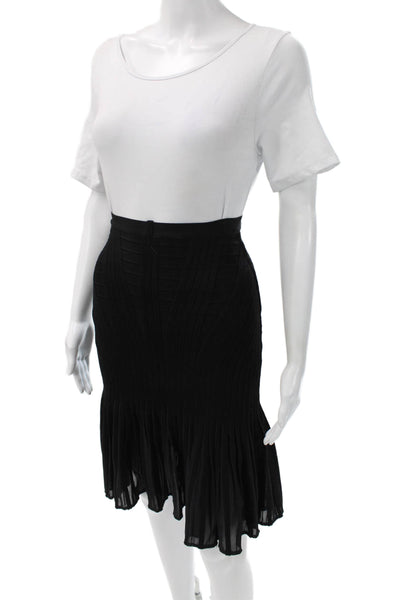 Herve Leger Women Bandage Skirt Black Rayon Zip Size XS