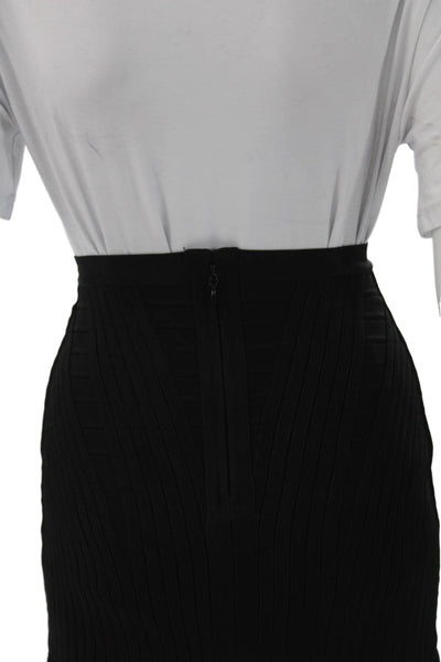 Herve Leger Women Bandage Skirt Black Rayon Zip Size XS