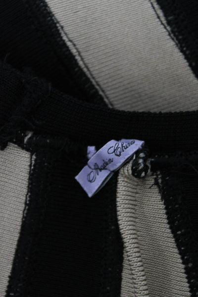 Herve Leger Women Trumpet Skirt Black Striped Rayon Zip Knee Length Size XS