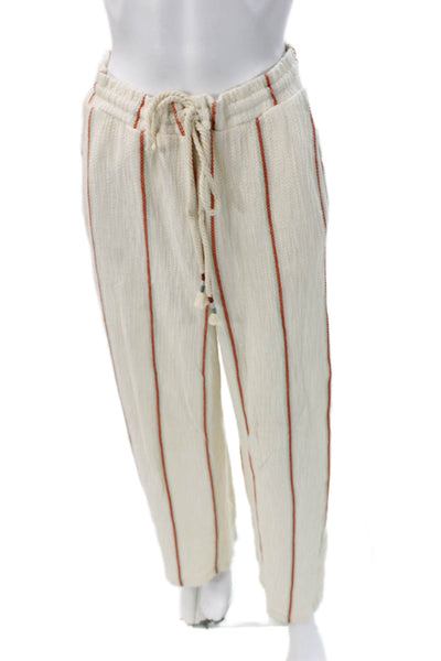 Dolan Women Sweatpants Ivory Striped Cotton Drawstring Size 28