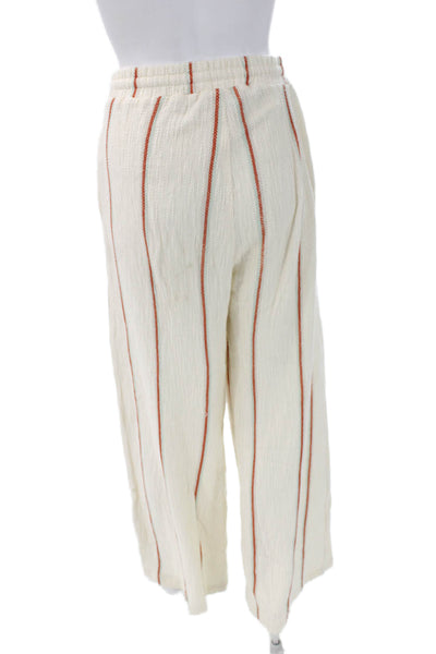 Dolan Women Sweatpants Ivory Striped Cotton Drawstring Size 28