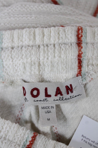 Dolan Women Sweatpants Ivory Striped Cotton Drawstring Size 28