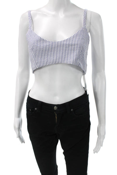 Kimberly Taylor Womens Cropped Striped Sweetheart Tank Blue Size M