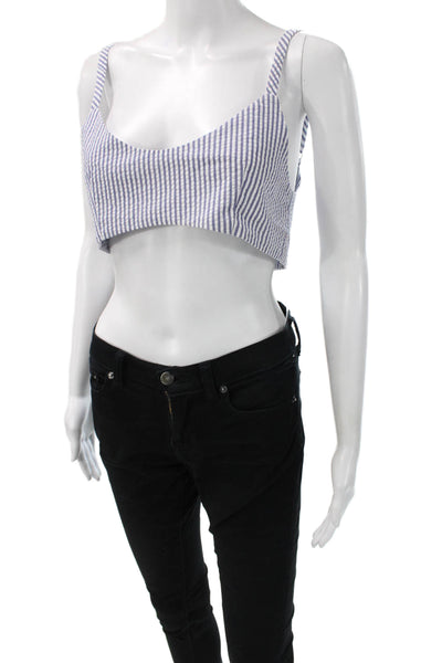 Kimberly Taylor Womens Cropped Striped Sweetheart Tank Blue Size M