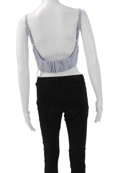 Kimberly Taylor Womens Cropped Striped Sweetheart Tank Blue Size M
