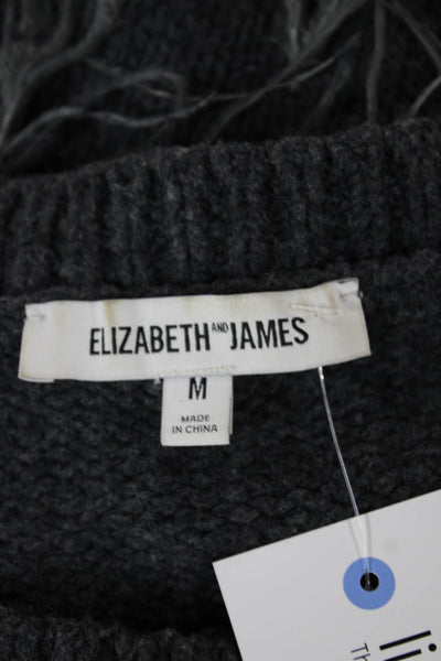 Elizabeth & James Womens Gray Cotton Pullover Sweater Crew Neck Size M