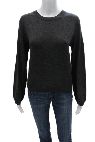 Lilla P Women Pullover Gray Cotton Crewneck Long Sleeve Size M