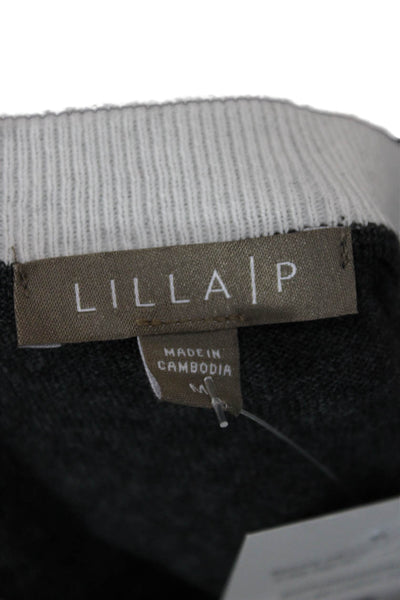 Lilla P Women Pullover Gray Cotton Crewneck Long Sleeve Size M