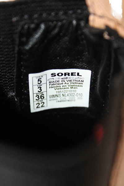 Sorel Womens Leather Chelsea Platform Ankle Boots Brown Size 5