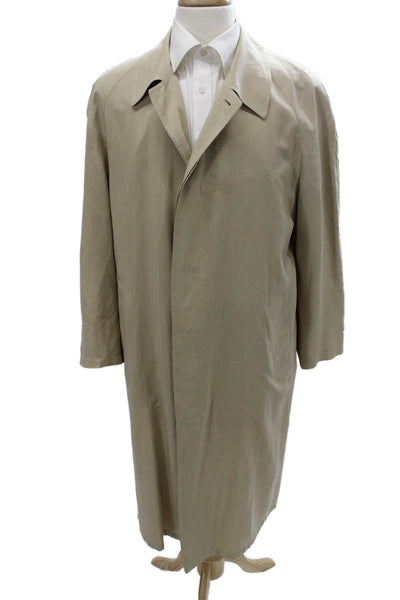 Agnona Mens Beige Rain Coat Button Solid Size M