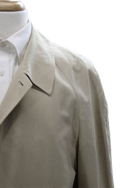 Agnona Mens Beige Rain Coat Button Solid Size M