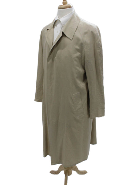 Agnona Mens Beige Rain Coat Button Solid Size M