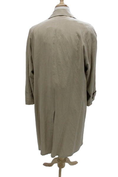Agnona Mens Beige Rain Coat Button Solid Size M