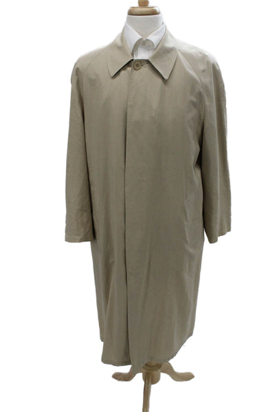 Agnona Mens Beige Rain Coat Button Solid Size M