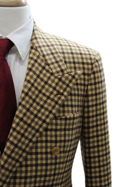 Partito Mens Blazer Brown Check Polyester Button Size 40