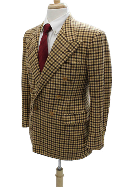 Partito Mens Blazer Brown Check Polyester Button Size 40