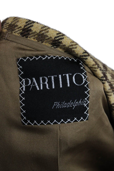 Partito Mens Blazer Brown Check Polyester Button Size 40