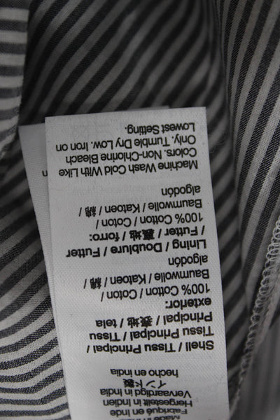 J Crew Womens Striped Gray Wrap Midi Dress V Neck Short Sleeve Size XS