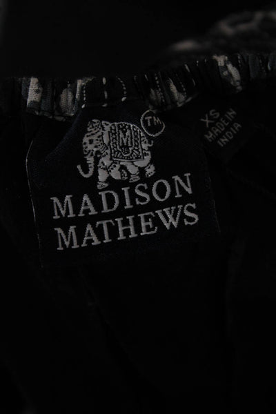 Madison Mathews Women Maxi Dress Black Square Neck 3/4 Sleeve Cotton Size XS