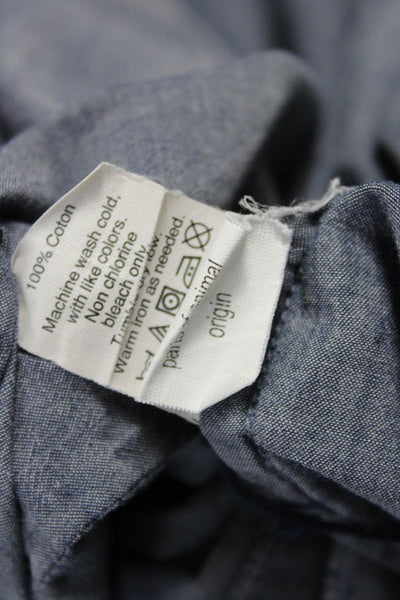 J Crew Womens Tunic Button Up Collared Long Sleeve Blue Cotton Size M