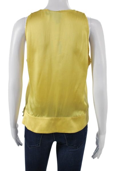 Worth Women Silk Scoop Neck Solid Yellow Tank Top Size 6