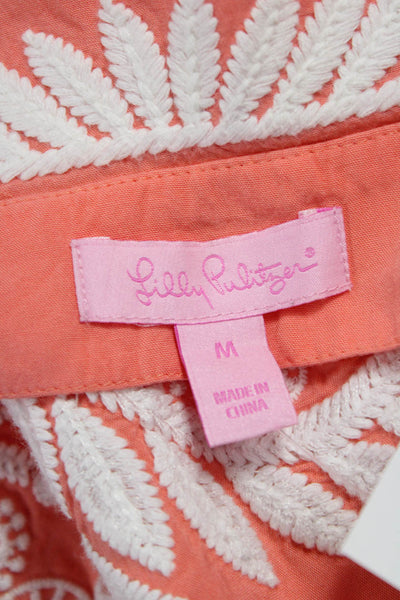 Lilly Pulitzer Womens Orange Floral VNeck Tunic Blouse Rayon Long Sleeve Size M