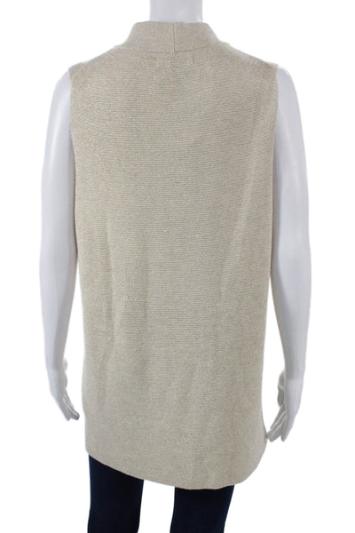 Banana Republic Womens Sleeveless Mock Neck Tunic Tank Beige Acrylic Size L