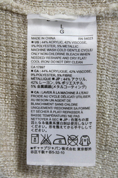 Banana Republic Womens Sleeveless Mock Neck Tunic Tank Beige Acrylic Size L