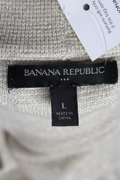 Banana Republic Womens Sleeveless Mock Neck Tunic Tank Beige Acrylic Size L
