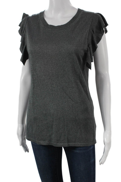 Banana Republic Women Basic T-Shirt Gray Rayon Crew Neck Size M