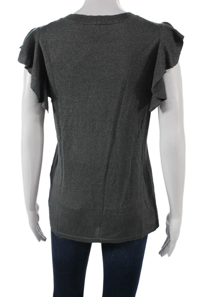 Banana Republic Women Basic T-Shirt Gray Rayon Crew Neck Size M